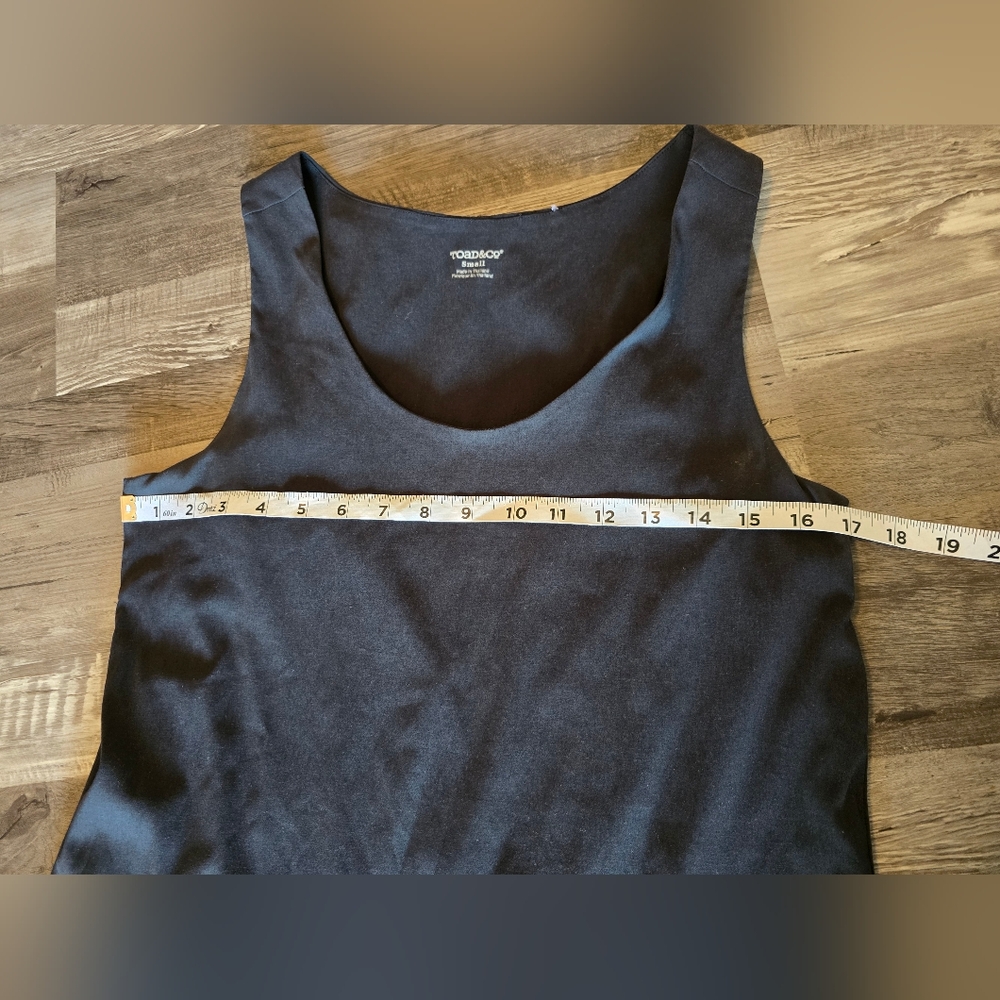 Toad & Co Mallorca Dress Black Breezy Hidden Pocket Lettuce Hem Tank Dress Small - Picture 7 of 10